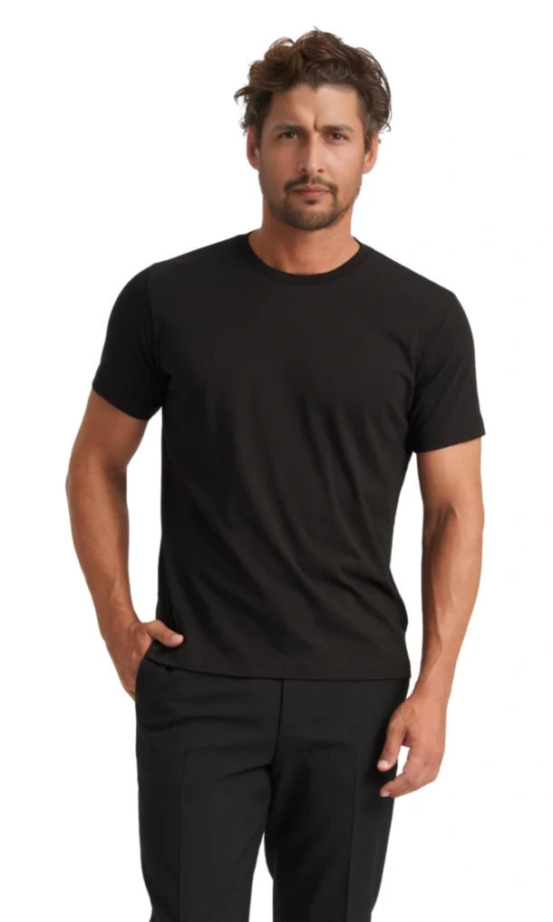 Black Round Neck T-Shirt for Men