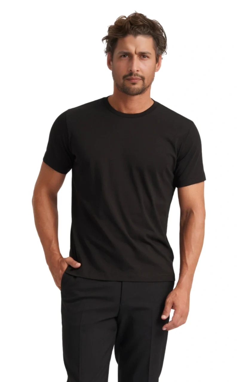 Black Round Neck T-Shirt for Men