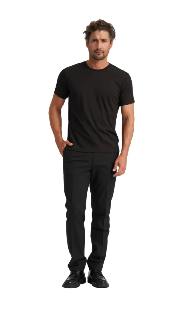 Black Round Neck T-Shirt for Men